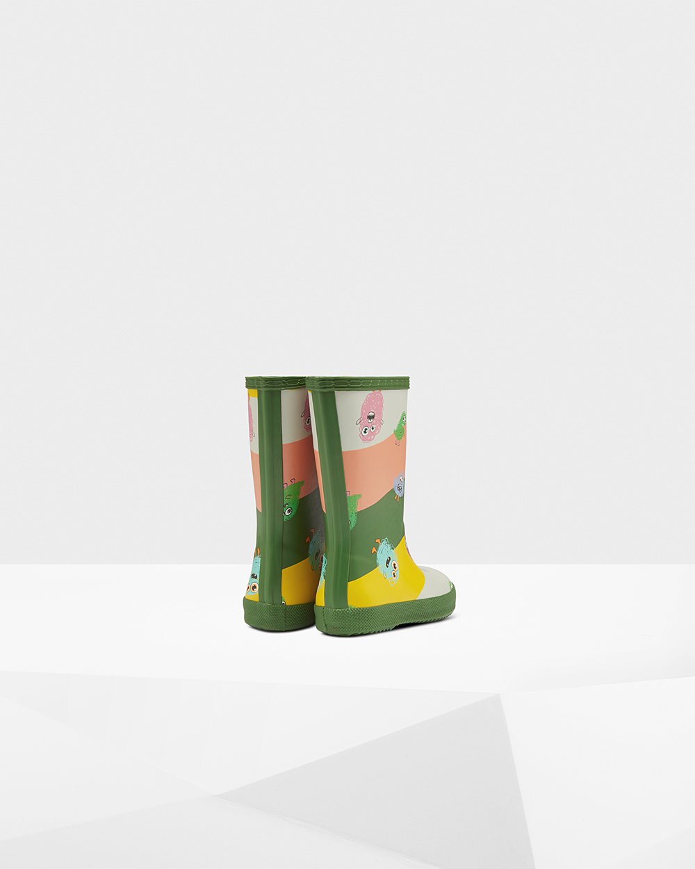 Hunter Original First Classic Scribble Print Rain Boots - Cheap Online Kids Green - CEFTOY178